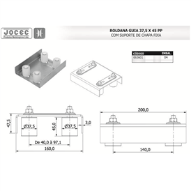 Roldana Guia Suporte Chapa Fixa