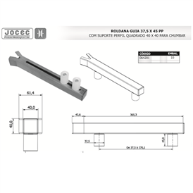 Roldana Guia Suporte Tubo 40 x 40 p/ Chumbar