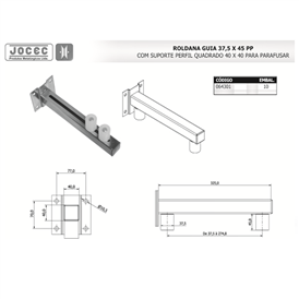 Roldana Guia Suporte Tubo 40 x 40 p/ Parafusar